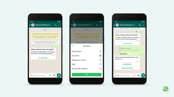 Screenshots of WhatsApp Business preset responses