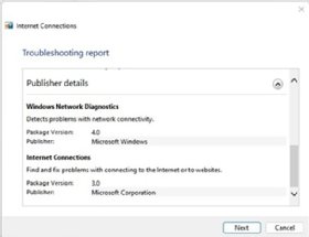 A screenshot of the Windows 11 Network Troubleshooter report.