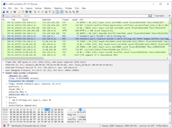 Captura de tela do Wireshark 