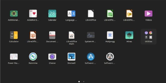 screenshot of Ubuntu apps