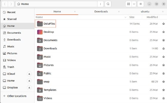 screenshot of Ubuntu Files app