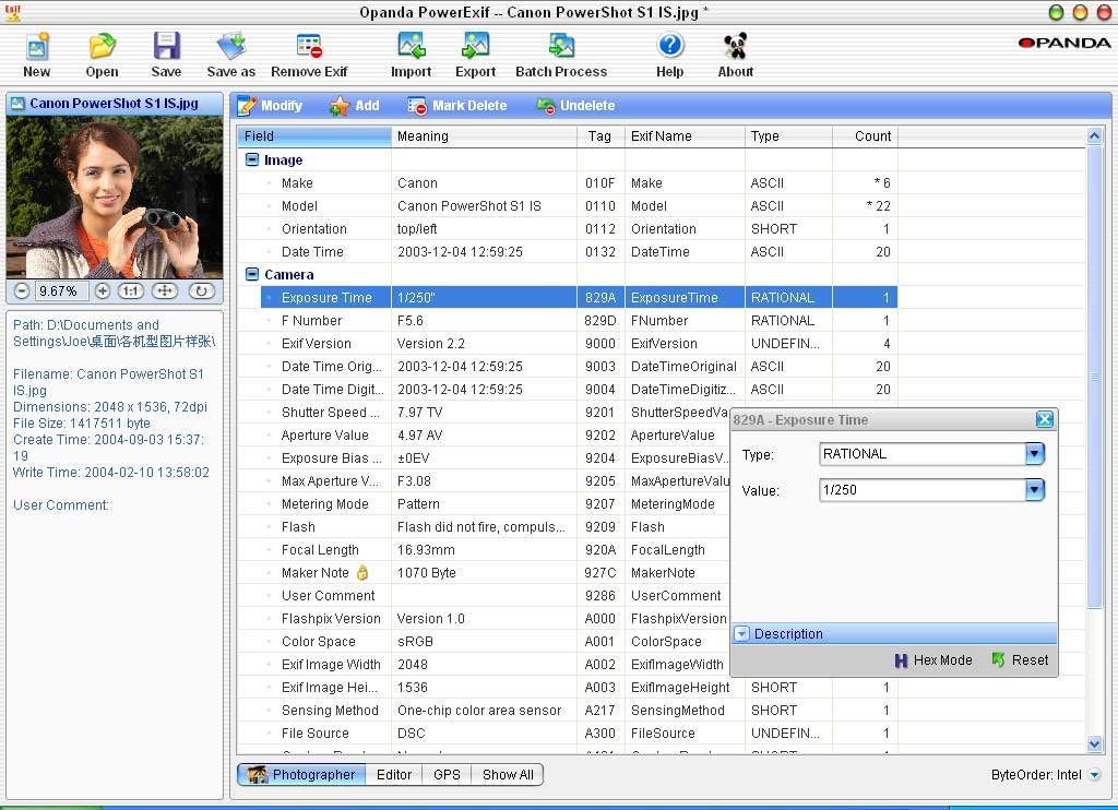 picture exif data viewer