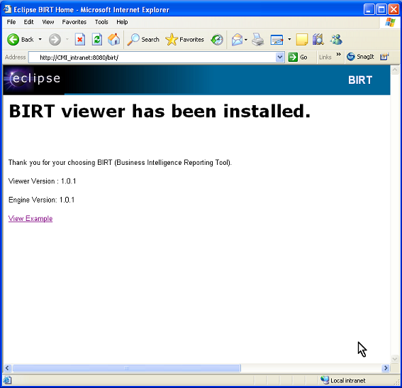 Successful BIRT engine install