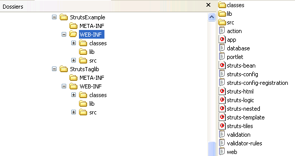 The Struts portlets deployment WAR directories
