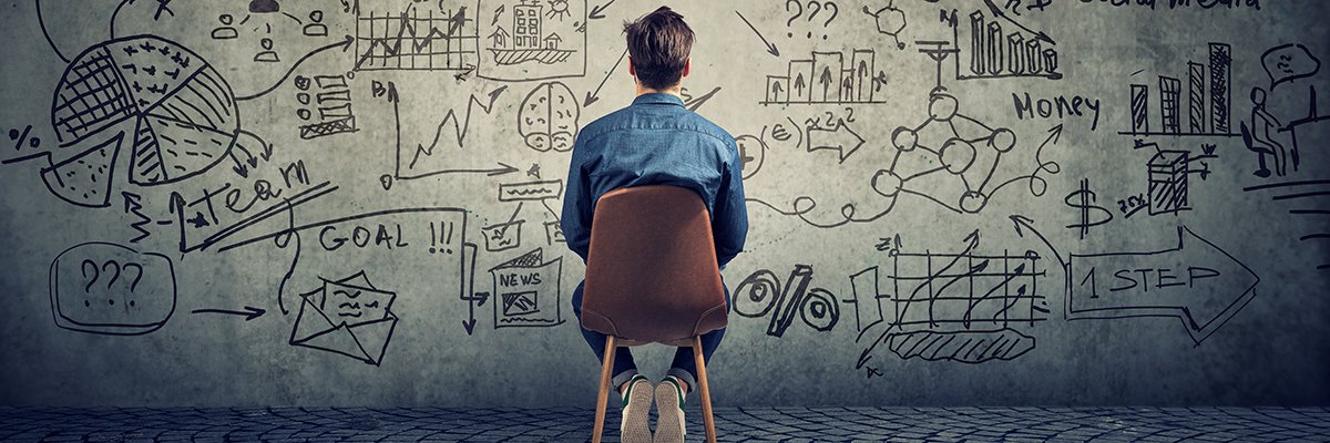 Man brainstorming on business plan