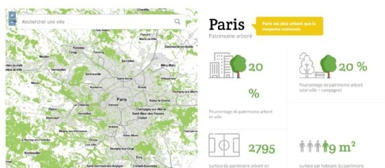 Une capture d'écran de la plateforme « Nos villes vertes ». Crédits : Kermap